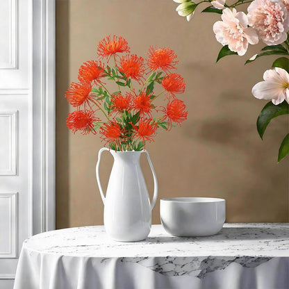 27.6" Fake Fall Mums Orange Mums with 3 Heads Fall Long Stem for Tall Vase