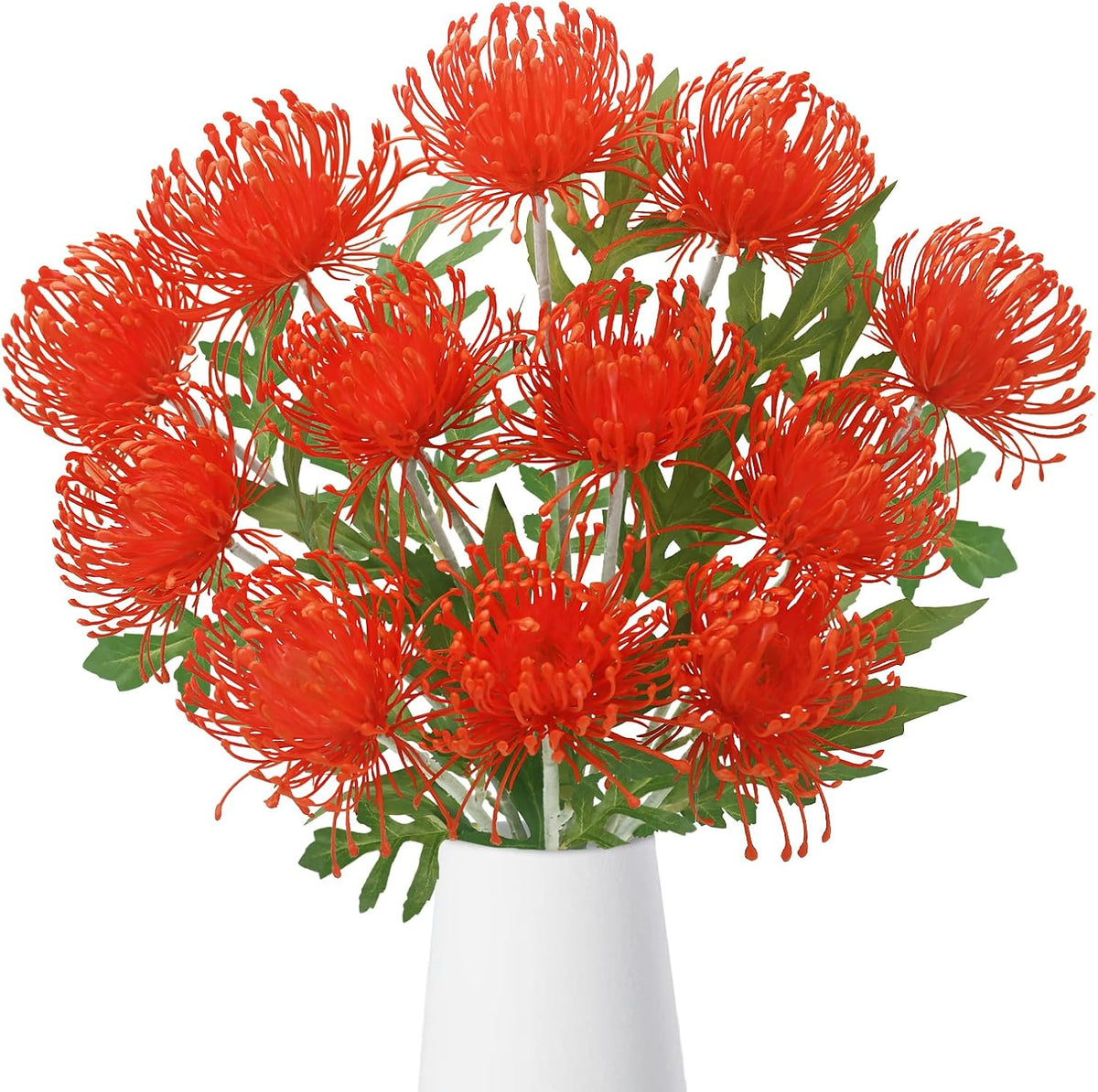 27.6" Fake Fall Mums Orange Mums with 3 Heads Fall Long Stem for Tall Vase