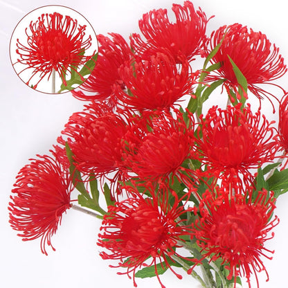 27.6" Fake Fall Mums Orange Mums with 3 Heads Fall Long Stem for Tall Vase
