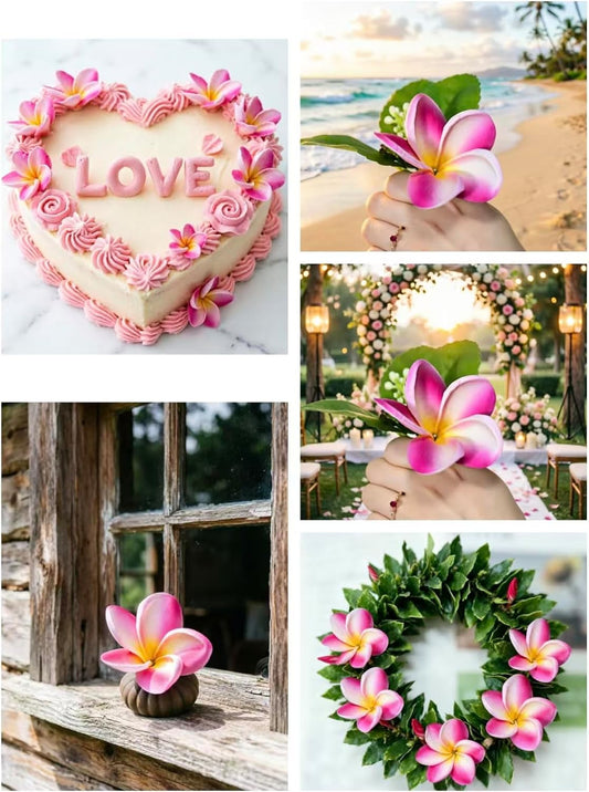 Birthday Gifts for Women 10pcs Pink Orange Flowers PU Real Touch Flowers Hawaiian Plumeria Frangipani Artificial Flowers for DIY Birthday Gifts Wedding Gifts Home Decor Table Centerpiece - Colors A