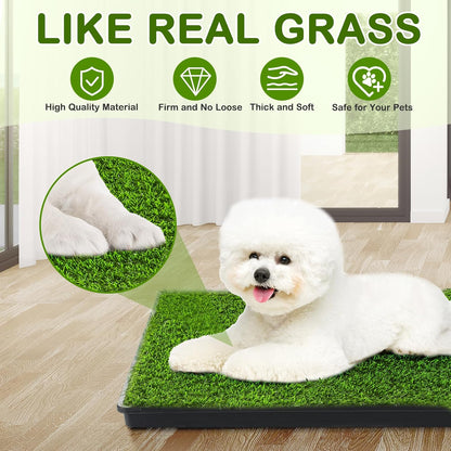 Dog Grass Pad with Tray, 34''X23'' Large Artificial Turf Grass Potty, Reusable Puppy Pee Pads for Dogs, Portable Dog Litter Box for Indoor/Outdoor Potty Training Toilet