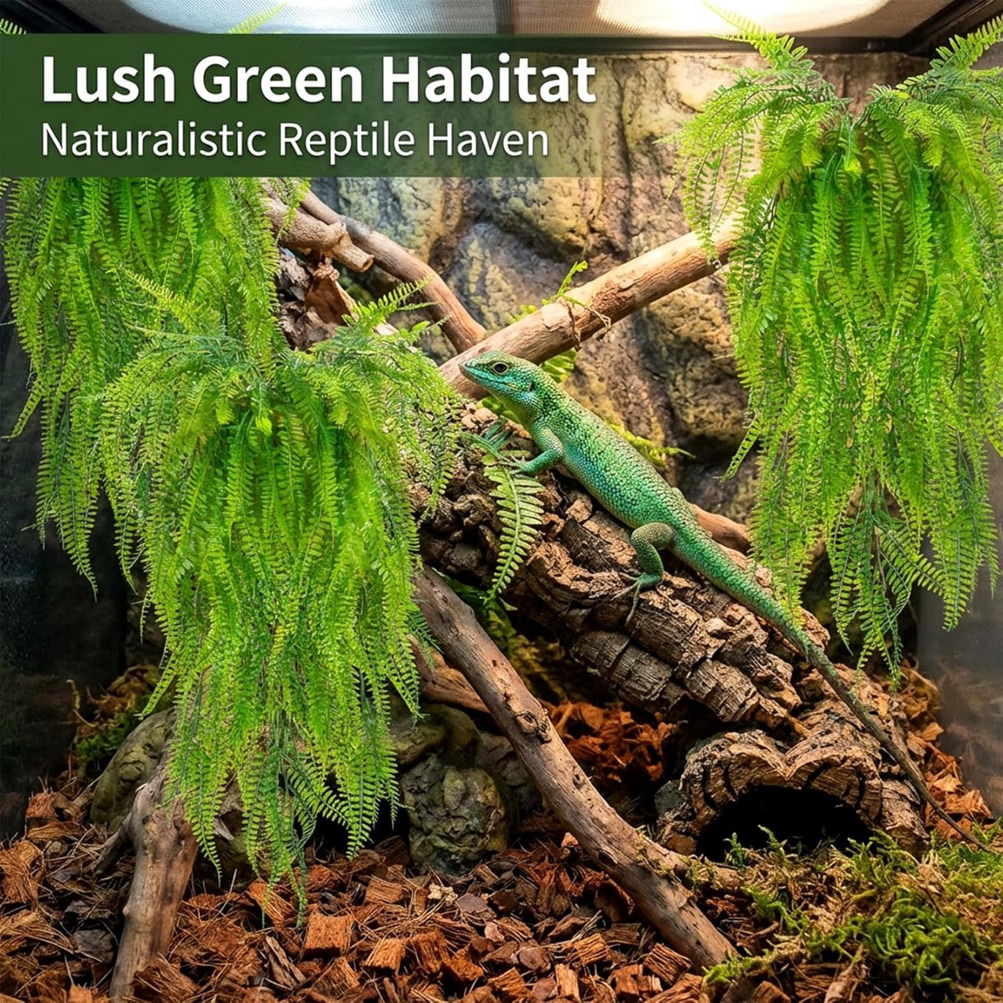 3PCS Artificial Terrarium Plants - Lifelike Reptile Habitat Vines, Fake Hanging Plants with Bendable Vine, Reptile Tank Accessories for Bearded Dragon, Chameleon, Lizard Snake Cage Decor