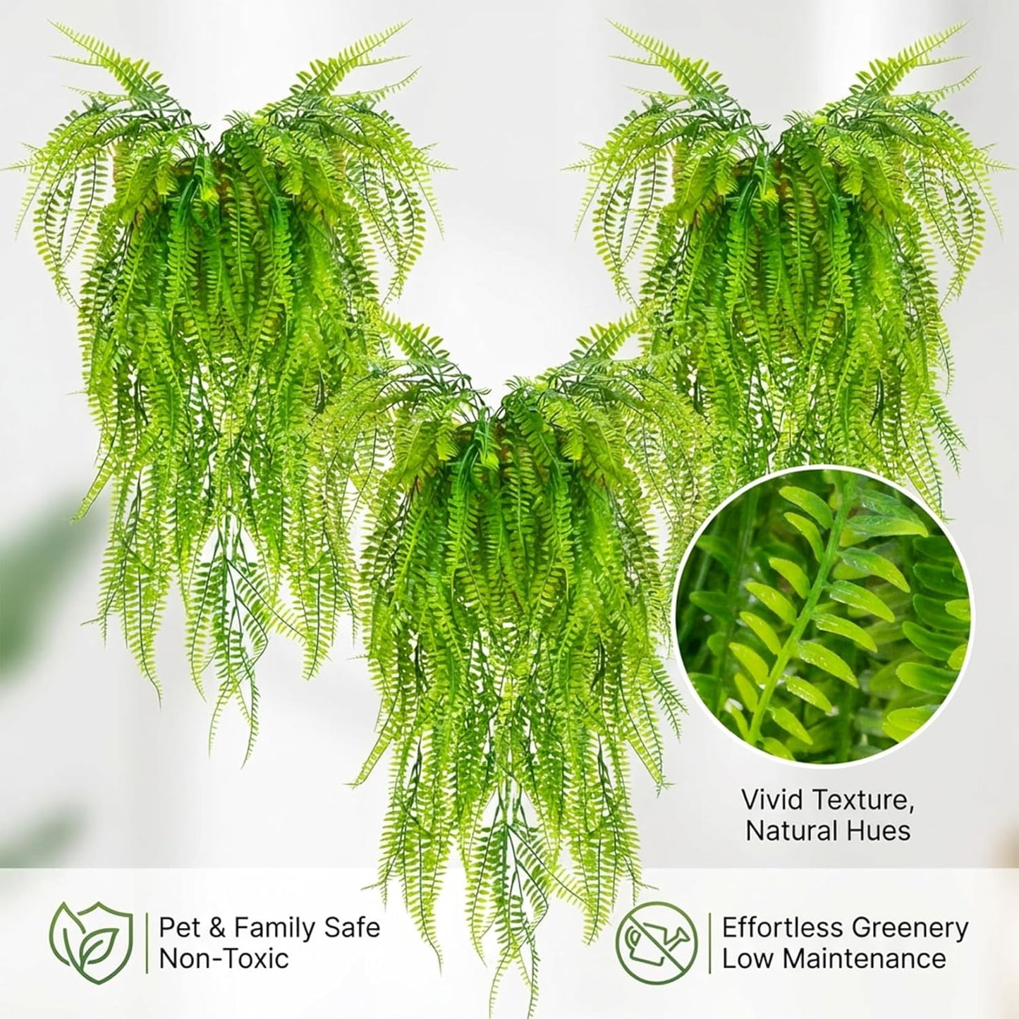 3PCS Artificial Terrarium Plants - Lifelike Reptile Habitat Vines, Fake Hanging Plants with Bendable Vine, Reptile Tank Accessories for Bearded Dragon, Chameleon, Lizard Snake Cage Decor