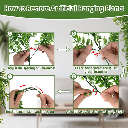 3PCS Artificial Terrarium Plants - Lifelike Reptile Habitat Vines, Fake Hanging Plants with Bendable Vine, Reptile Tank Accessories for Bearded Dragon, Chameleon, Lizard Snake Cage Decor