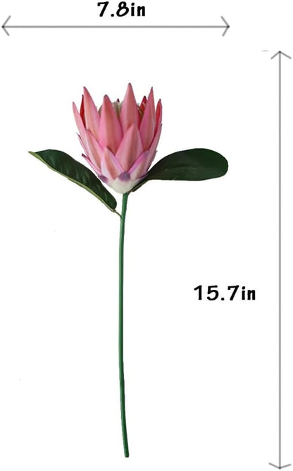 Artificial Flowers Fake Silk Protea Cynaroides Plastic Flower Arrangements Decor Bouquet for Wedding Table Centerpieces 3pcs (Pink Orange)