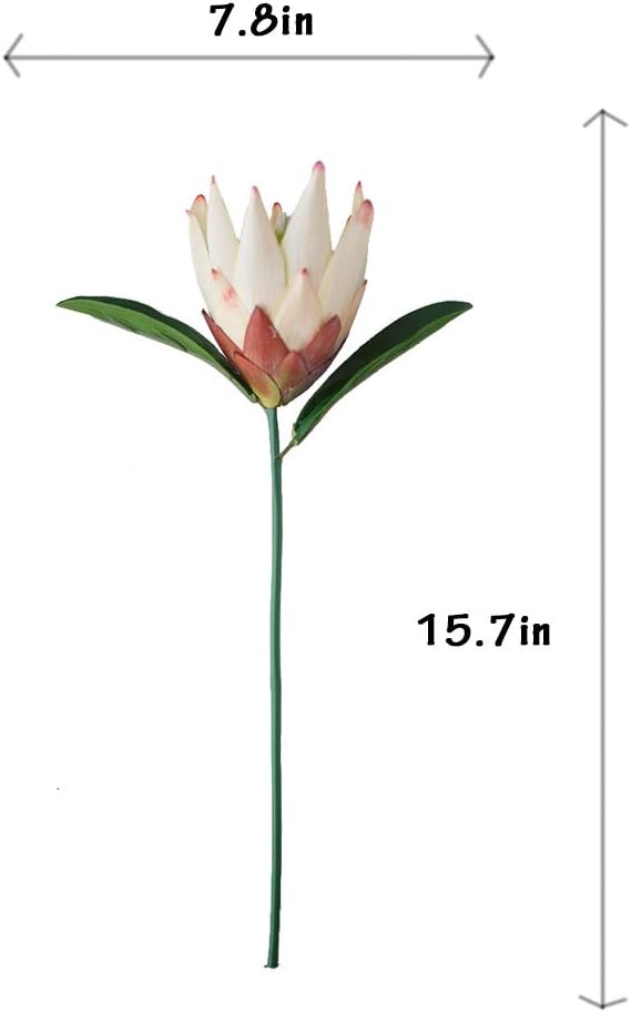 Artificial Flowers Fake Silk Protea Cynaroides Plastic Flower Arrangements Decor Bouquet for Wedding Table Centerpieces 3pcs (Pink Orange)
