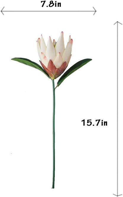 Artificial Flowers Fake Silk Protea Cynaroides Plastic Flower Arrangements Decor Bouquet for Wedding Table Centerpieces 3pcs (Pink Orange)