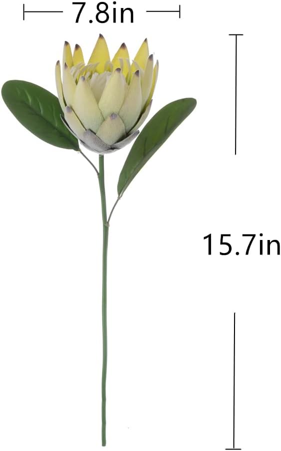 Artificial Flowers Fake Silk Protea Cynaroides Plastic Flower Arrangements Decor Bouquet for Wedding Table Centerpieces 3pcs (Pink Orange)