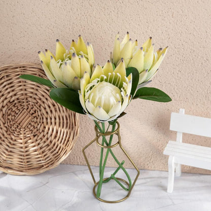 Artificial Flowers Fake Silk Protea Cynaroides Plastic Flower Arrangements Decor Bouquet for Wedding Table Centerpieces 3pcs (Pink Orange)