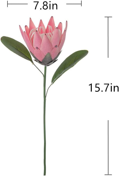 Artificial Flowers Fake Silk Protea Cynaroides Plastic Flower Arrangements Decor Bouquet for Wedding Table Centerpieces 3pcs (Pink Orange)