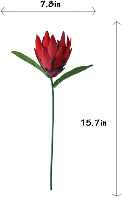 Artificial Flowers Fake Silk Protea Cynaroides Plastic Flower Arrangements Decor Bouquet for Wedding Table Centerpieces 3pcs (Pink Orange)