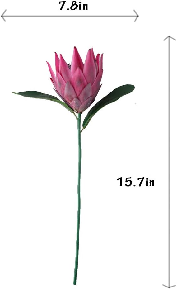 Artificial Flowers Fake Silk Protea Cynaroides Plastic Flower Arrangements Decor Bouquet for Wedding Table Centerpieces 3pcs (Pink Orange)