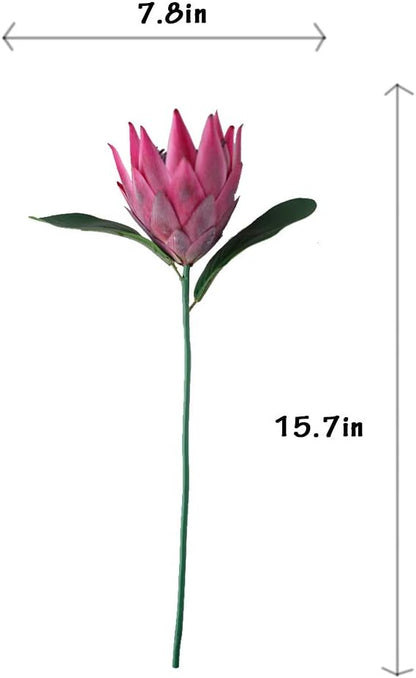 Artificial Flowers Fake Silk Protea Cynaroides Plastic Flower Arrangements Decor Bouquet for Wedding Table Centerpieces 3pcs (Pink Orange)