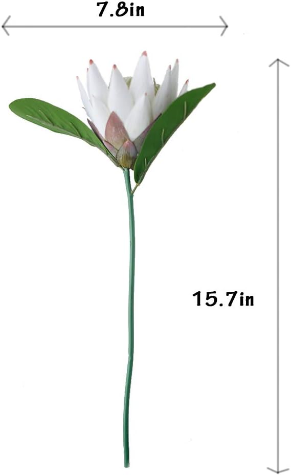 Artificial Flowers Fake Silk Protea Cynaroides Plastic Flower Arrangements Decor Bouquet for Wedding Table Centerpieces 3pcs (Pink Orange)