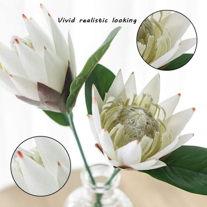 Artificial Flowers Fake Silk Protea Cynaroides Plastic Flower Arrangements Decor Bouquet for Wedding Table Centerpieces 3pcs (Pink Orange)