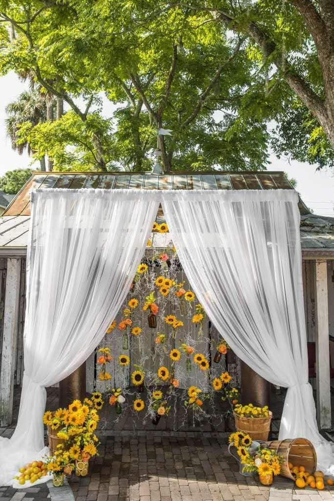 Artificial Sunflower Flowers Long Stem Silk Fake Large Sunflowers Decoration for Outdoor Home Wedding Baby Shower Birthday Party Single Bulk Yellow Fall Decor (Dark Center)