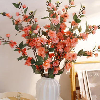 34.6” /88cm Artificial Camellia Bouquet, 4Pcs Faux Flowers Silk Touch Realistic Camellia Flowers, for Table Decorations, Weddings, Home, Office Decor (Orange)