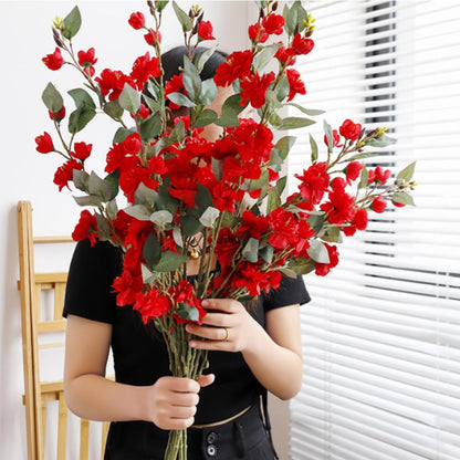34.6” /88cm Artificial Camellia Bouquet, 4Pcs Faux Flowers Silk Touch Realistic Camellia Flowers, for Table Decorations, Weddings, Home, Office Decor (Orange)