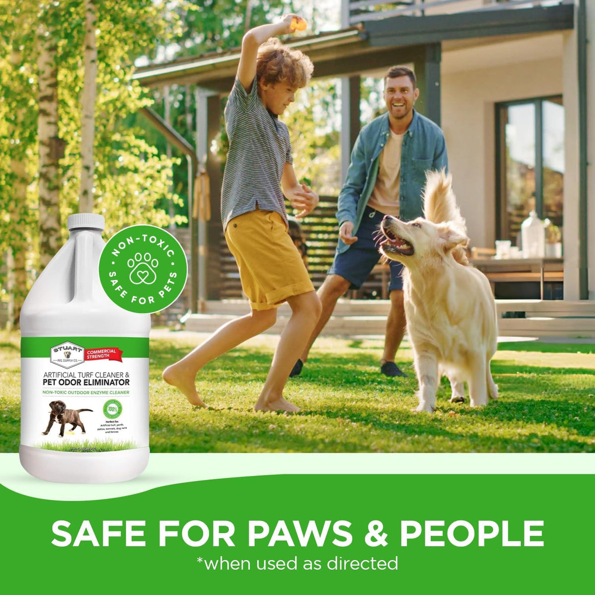 Stuart Pet Supply Artificial Turf Cleaner and Outdoor Pet Odor Eliminator Concentrate is ideal for Yards, Artificial Grass and Patios, Great Yard Odor Eliminator for Dogs Doggie Doo Dissolver (32 Oz.)