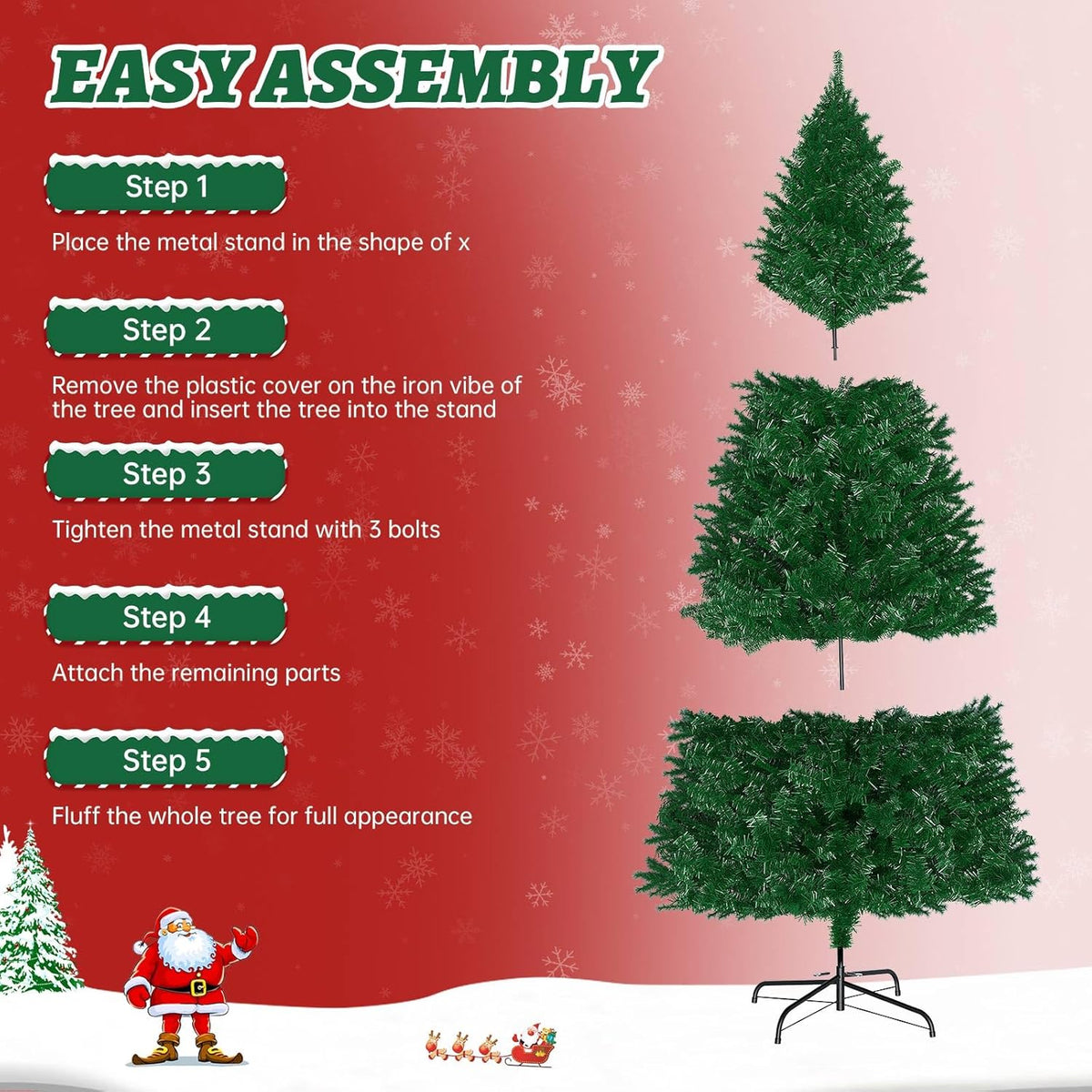 LEVELEVE Premium 6FT Pre-Lit Classic Artificial Holiday Christmas Tree w/1,000 Branch Tips,250 LED Lights for Home,Office,Party Decoration