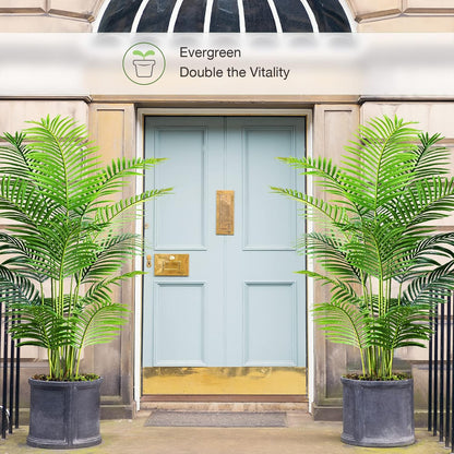 Garden 6ft Artificial Areca Palm Plant 2 Packs in Pot, Fake Cane Palm Silk Tree Indoor Outdoor, Dypsis Lutescens, 70in Lifelike Faux Silk Plant Home Decor