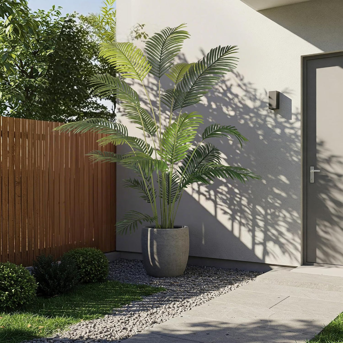 Garden 6ft Artificial Areca Palm Plant 2 Packs in Pot, Fake Cane Palm Silk Tree Indoor Outdoor, Dypsis Lutescens, 70in Lifelike Faux Silk Plant Home Decor
