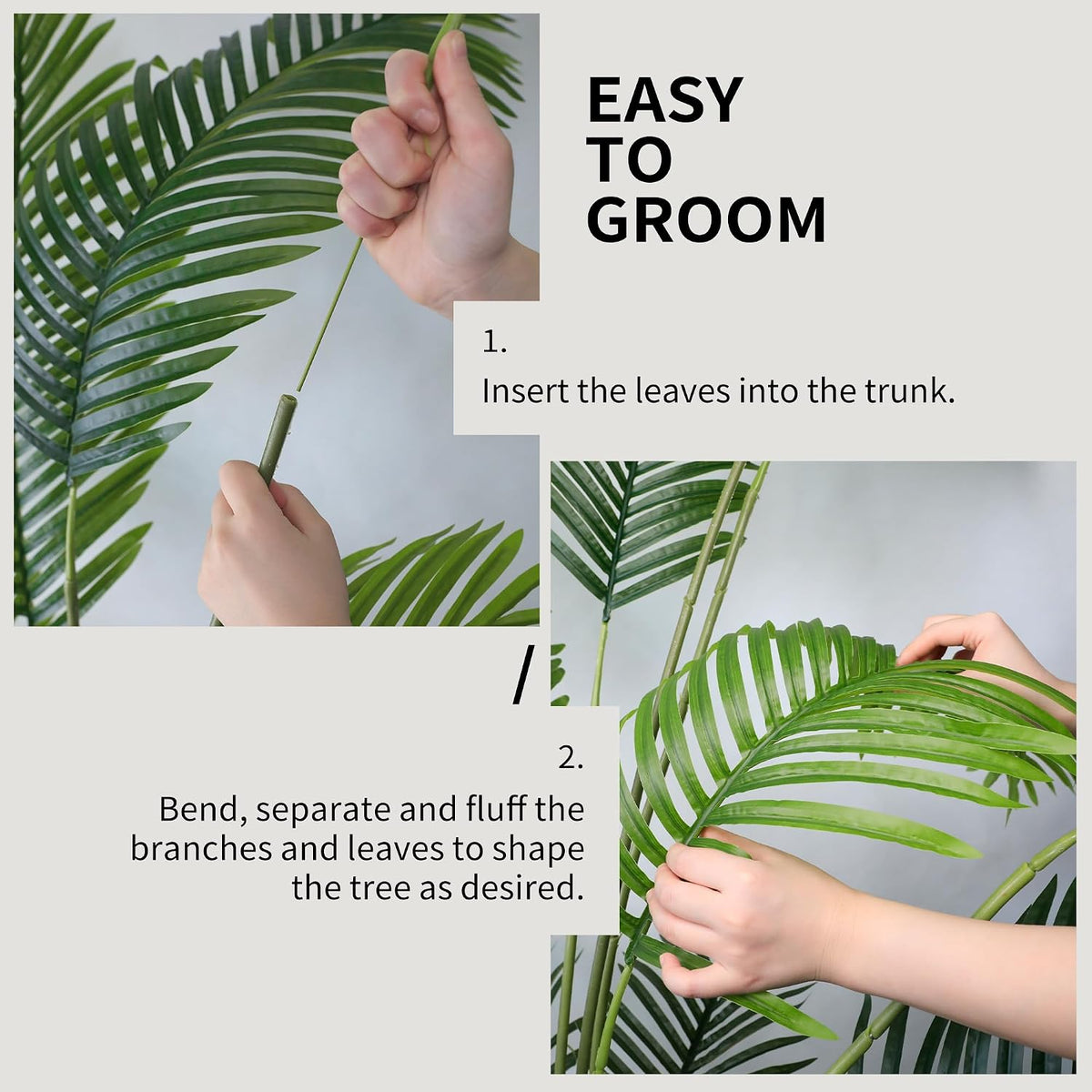 Garden 6ft Artificial Areca Palm Plant 2 Packs in Pot, Fake Cane Palm Silk Tree Indoor Outdoor, Dypsis Lutescens, 70in Lifelike Faux Silk Plant Home Decor