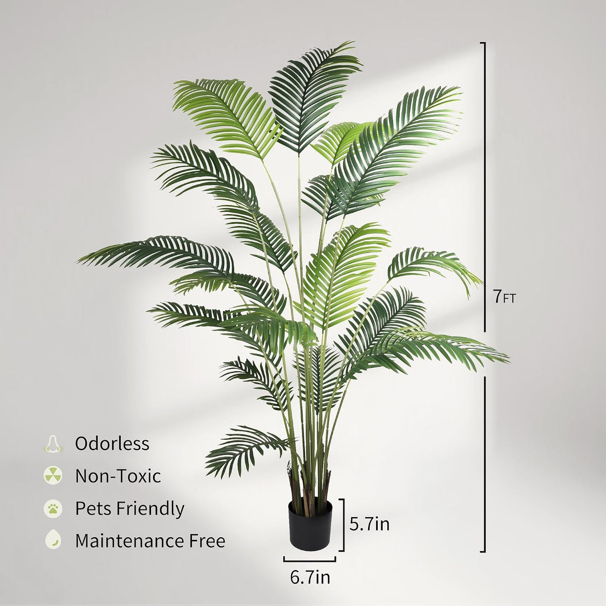 Garden 6ft Artificial Areca Palm Plant 2 Packs in Pot, Fake Cane Palm Silk Tree Indoor Outdoor, Dypsis Lutescens, 70in Lifelike Faux Silk Plant Home Decor