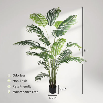 Garden 6ft Artificial Areca Palm Plant 2 Packs in Pot, Fake Cane Palm Silk Tree Indoor Outdoor, Dypsis Lutescens, 70in Lifelike Faux Silk Plant Home Decor