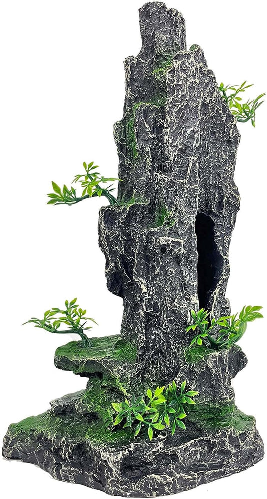 Tall Fish Tank Decoration Large Aquarium Rock Cave Hideout House