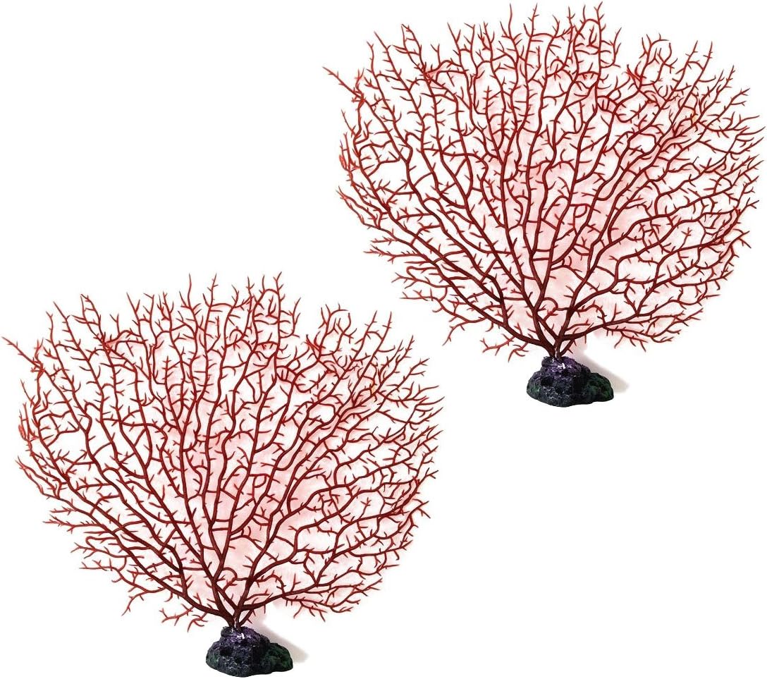 Artificial Coral Plant for Aquarium, Red Coral Tree 2-Pack