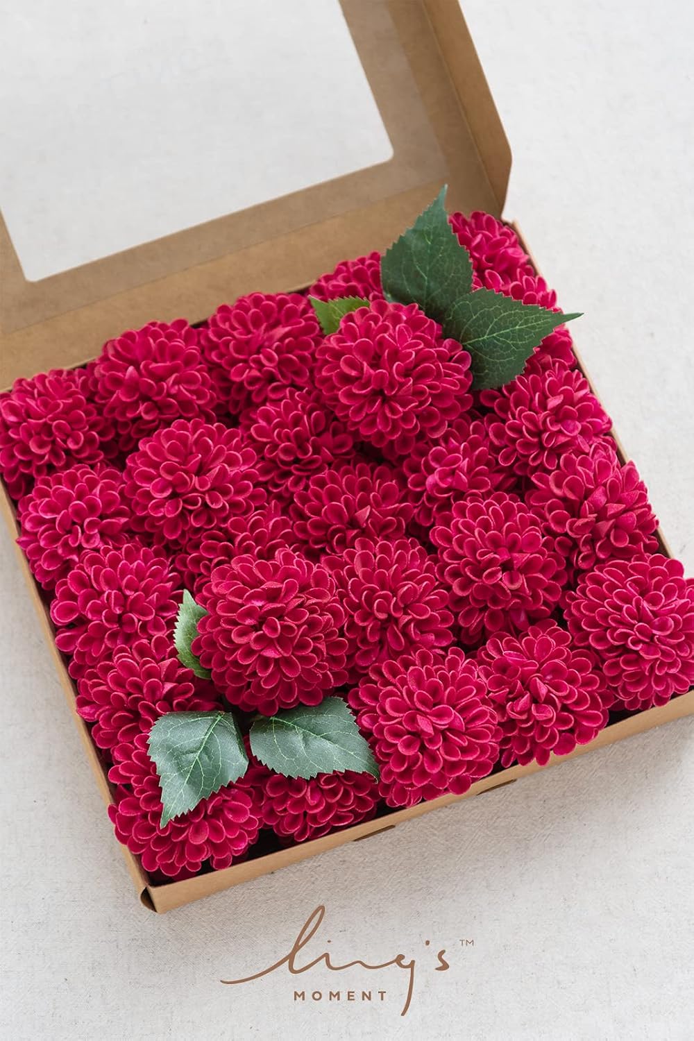 Hot Pink Fuchsia Artificial Dahlias, Wedding Flowers, 25 pcs