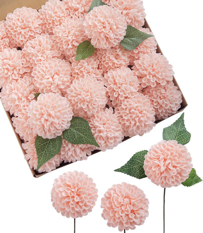 Hot Pink Fuchsia Artificial Dahlias, Wedding Flowers, 25 pcs