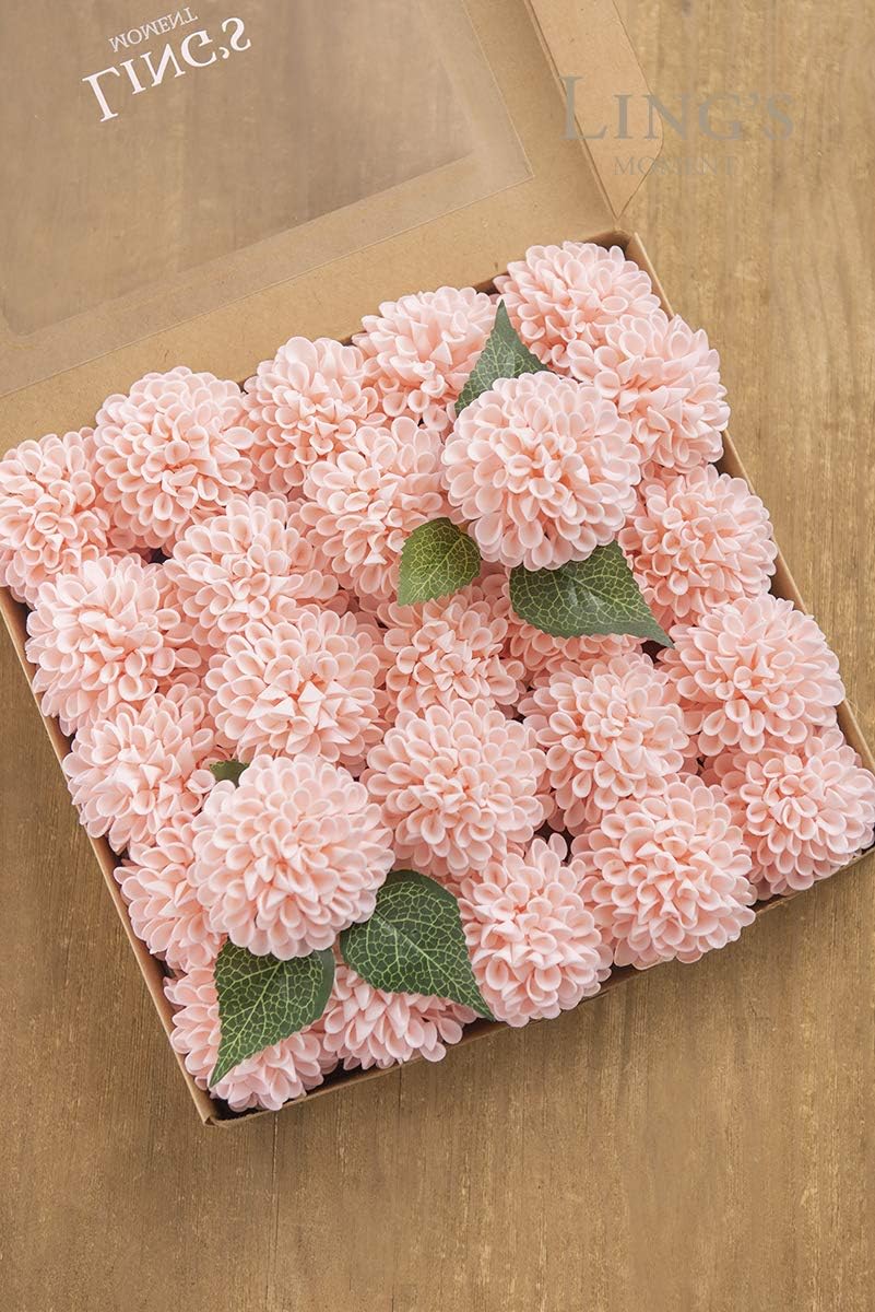 Hot Pink Fuchsia Artificial Dahlias, Wedding Flowers, 25 pcs
