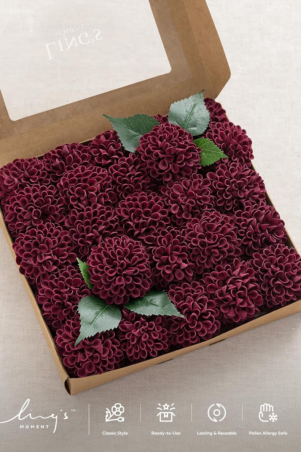 Hot Pink Fuchsia Artificial Dahlias, Wedding Flowers, 25 pcs