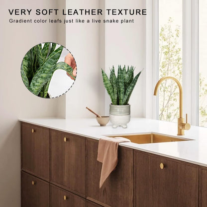 Artificial Snake Plant Potted Faux Sansevieria Trifasciata Plants, 16.5" Tropical Fake Snake Plants in White Pots for Home Office Room Indoor Decor Housewarming Gifts