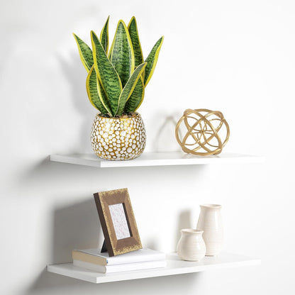 Artificial Snake Plant Potted Faux Sansevieria Trifasciata Plants, 16.5" Tropical Fake Snake Plants in White Pots for Home Office Room Indoor Decor Housewarming Gifts