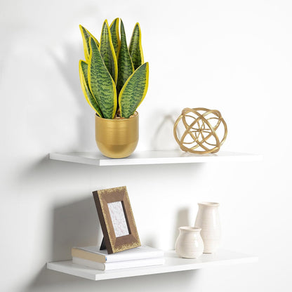 Artificial Snake Plant Potted Faux Sansevieria Trifasciata Plants, 16.5" Tropical Fake Snake Plants in White Pots for Home Office Room Indoor Decor Housewarming Gifts