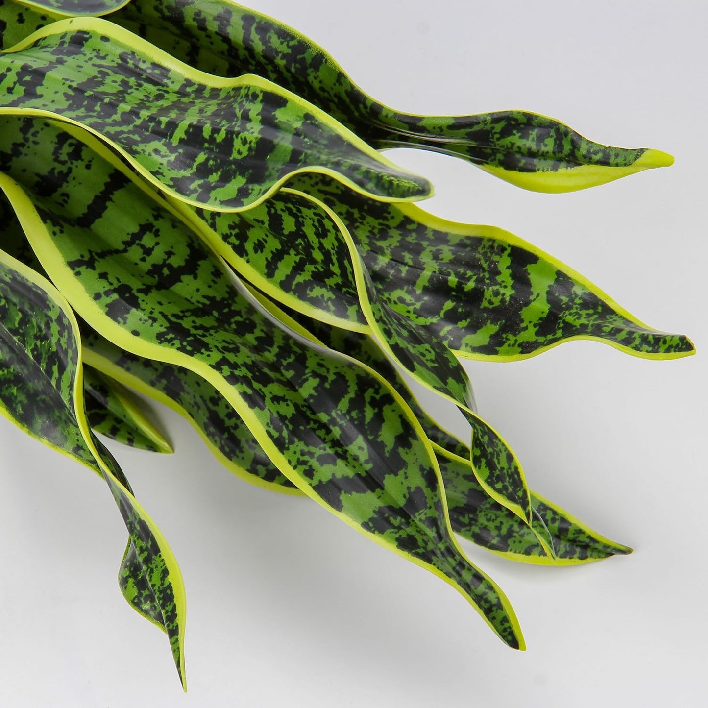 Artificial Snake Plant Potted Faux Sansevieria Trifasciata Plants, 16.5" Tropical Fake Snake Plants in White Pots for Home Office Room Indoor Decor Housewarming Gifts