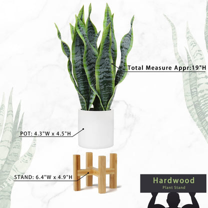 Artificial Snake Plant Potted Faux Sansevieria Trifasciata Plants, 16.5" Tropical Fake Snake Plants in White Pots for Home Office Room Indoor Decor Housewarming Gifts