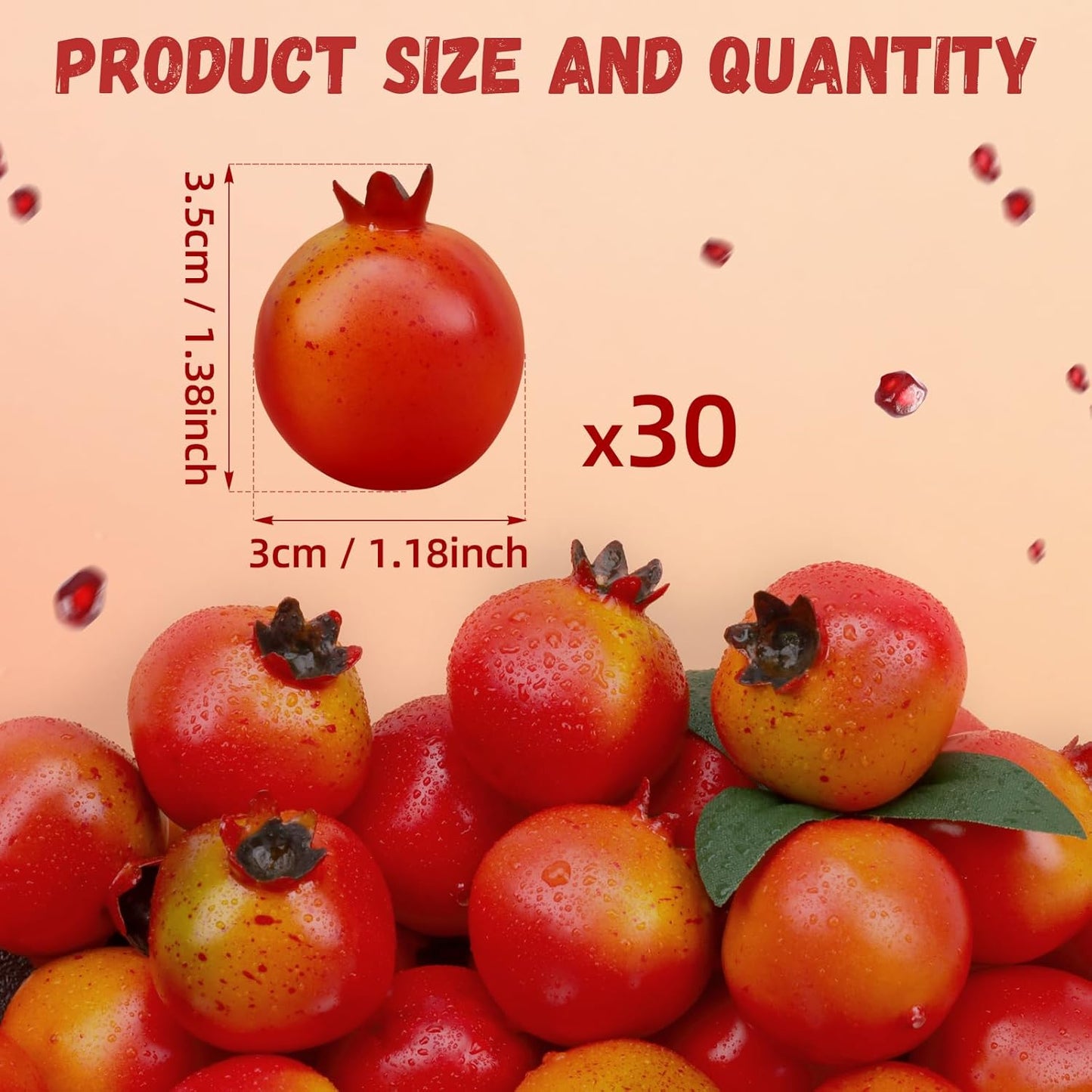 30pcs Artificial Fake Mini Pomegranates Fruit for Home Festival | Realistic small pomegranates, Bowl filler, DIY wreath decorations, Kitchen harvest party ornament, Lightweight foam material