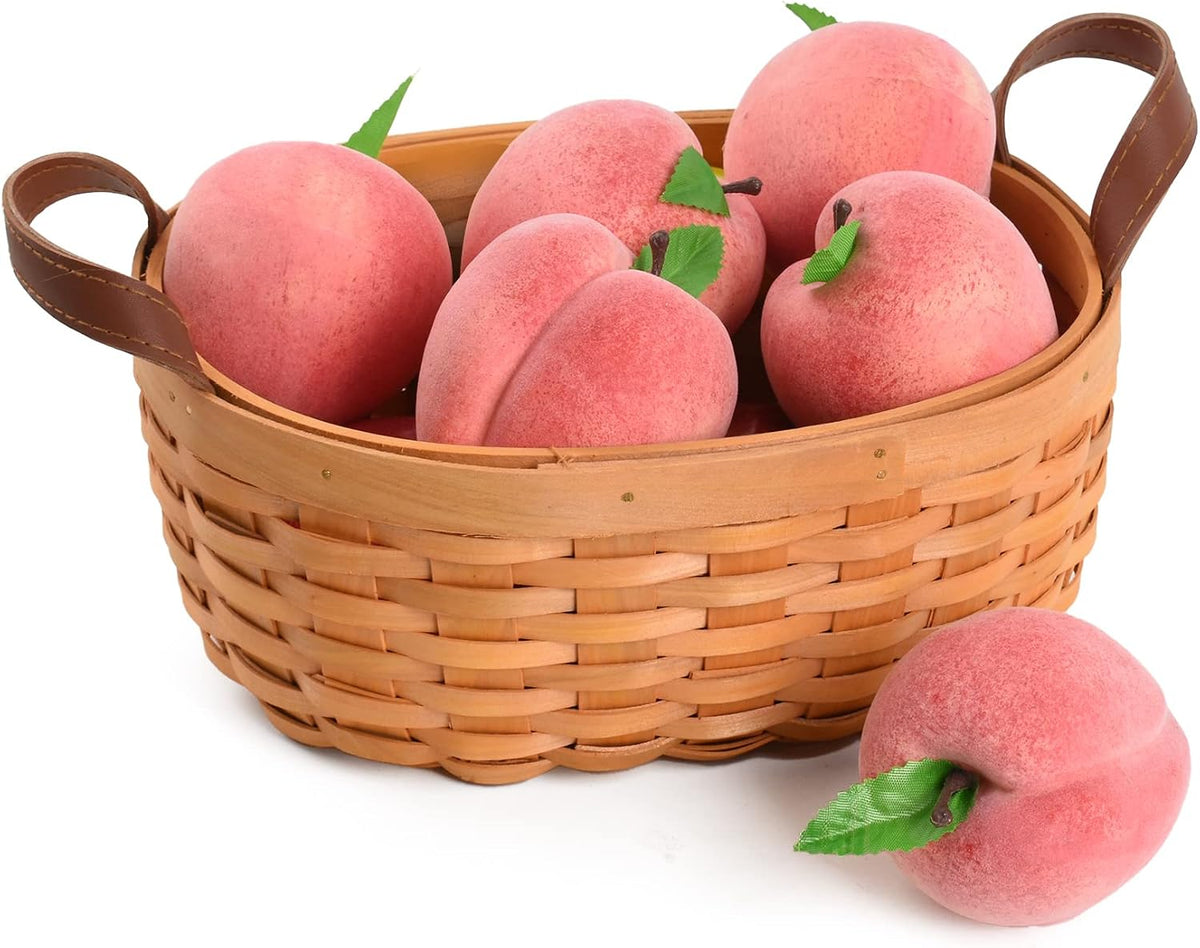 Artificial Peach Simulation Pink Peach Fake Fruit Lifelike Large Fake Peach Model Home House Kitchen Party Decoration Desk Ornament (6pcs)
