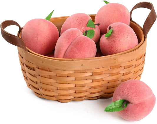 Artificial Peach Simulation Pink Peach Fake Fruit Lifelike Large Fake Peach Model Home House Kitchen Party Decoration Desk Ornament (6pcs)