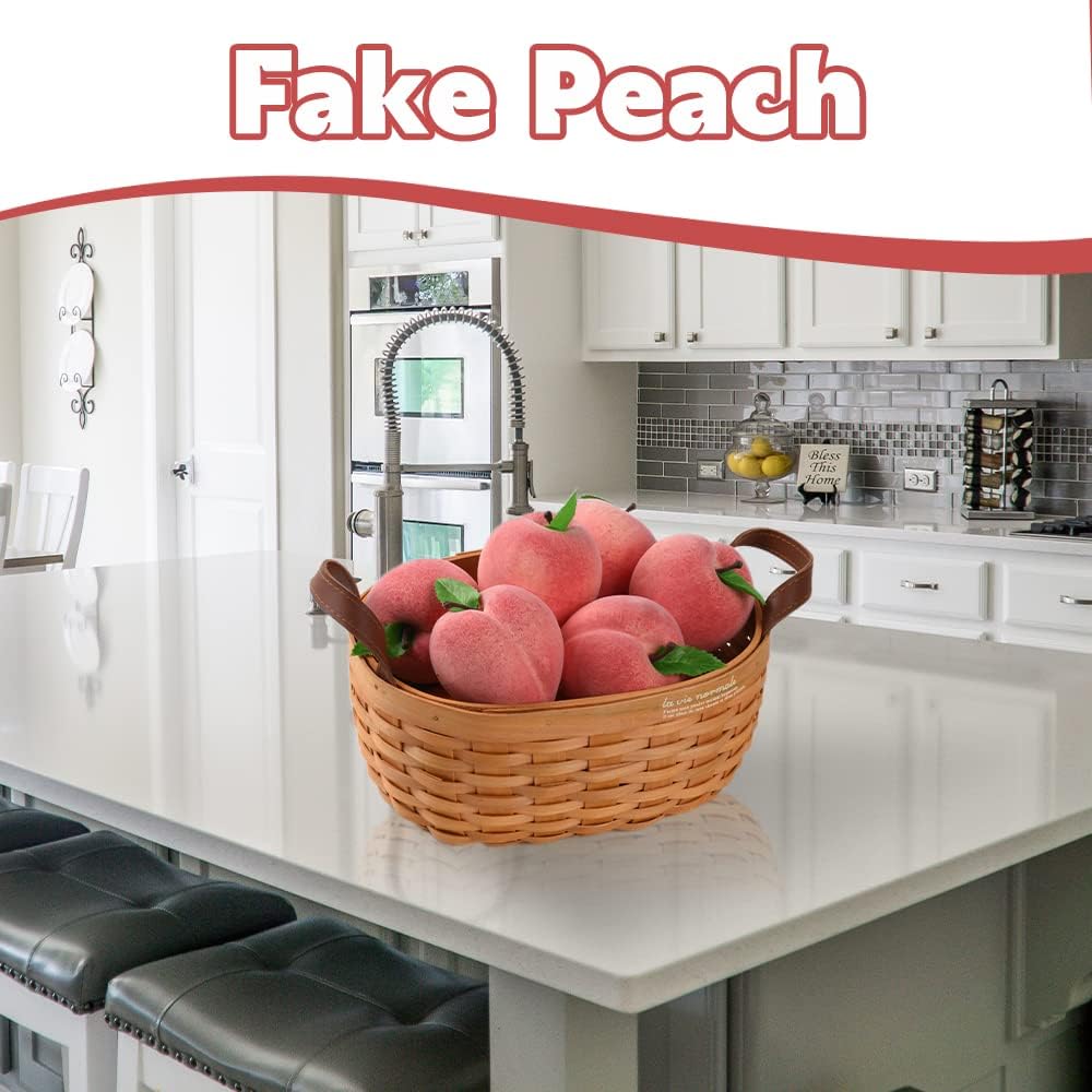 Artificial Peach Simulation Pink Peach Fake Fruit Lifelike Large Fake Peach Model Home House Kitchen Party Decoration Desk Ornament (6pcs)