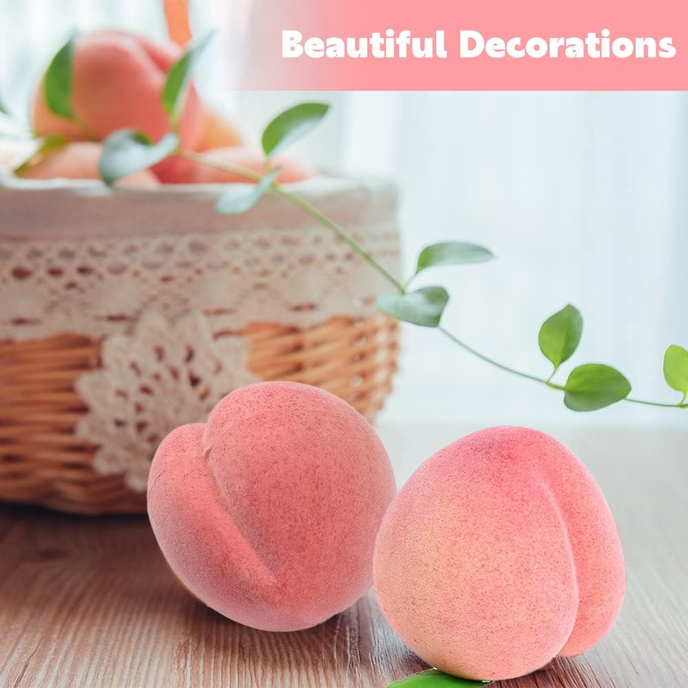 Artificial Peach Simulation Pink Peach Fake Fruit Lifelike Large Fake Peach Model Home House Kitchen Party Decoration Desk Ornament (6pcs)