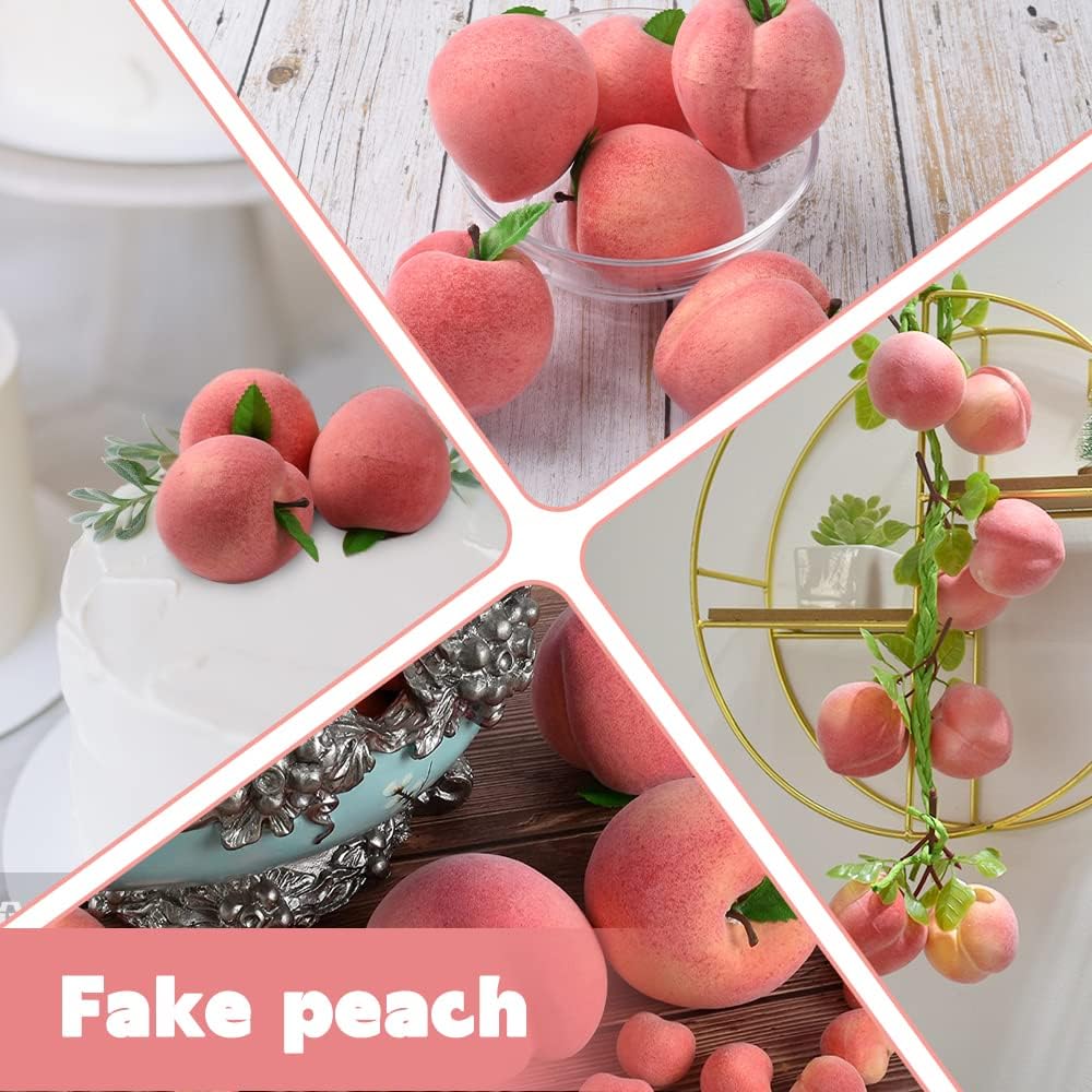 Artificial Peach Simulation Pink Peach Fake Fruit Lifelike Large Fake Peach Model Home House Kitchen Party Decoration Desk Ornament (6pcs)