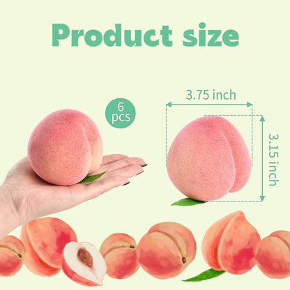 Artificial Peach Simulation Pink Peach Fake Fruit Lifelike Large Fake Peach Model Home House Kitchen Party Decoration Desk Ornament (6pcs)