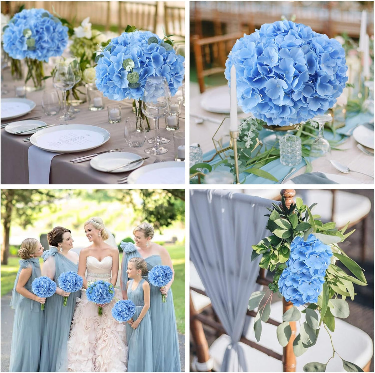 Blue Hydrangea Artificial Flowers Bulk Fake Hydrangea Silk Flowers with Stems for Wedding Party Home Table Centerpieces Florals Bouquets Arch Festival Decoration