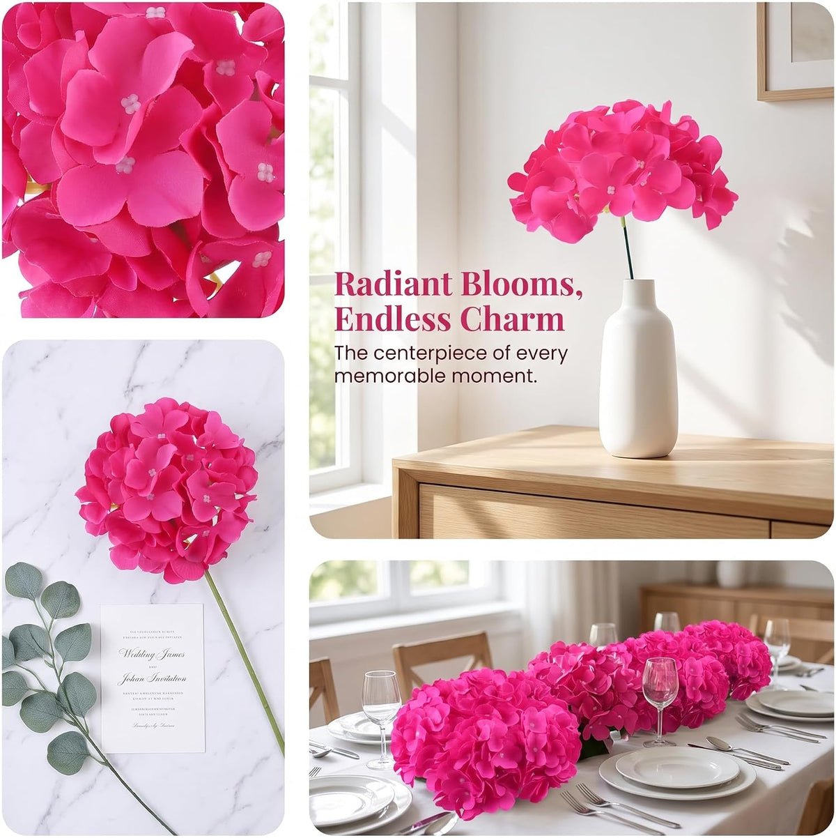 Blue Hydrangea Artificial Flowers Bulk Fake Hydrangea Silk Flowers with Stems for Wedding Party Home Table Centerpieces Florals Bouquets Arch Festival Decoration