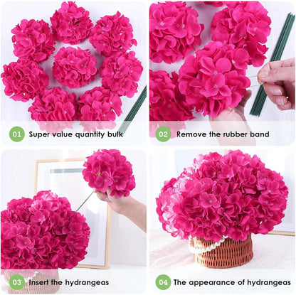 Blue Hydrangea Artificial Flowers Bulk Fake Hydrangea Silk Flowers with Stems for Wedding Party Home Table Centerpieces Florals Bouquets Arch Festival Decoration